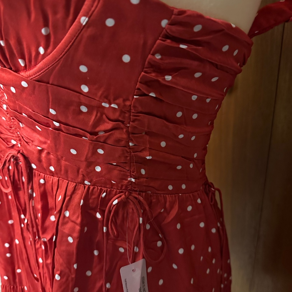 For Love And Lemons Red Ruched Sweetheart Mini Dress - Picture 3 of 15